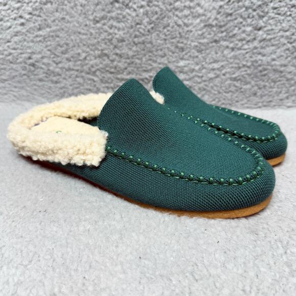 Rothy's Shoes - Rothy's The Scuff Slipper Womens Size 6 Shoes Holly Green Wool Blend Sherpa